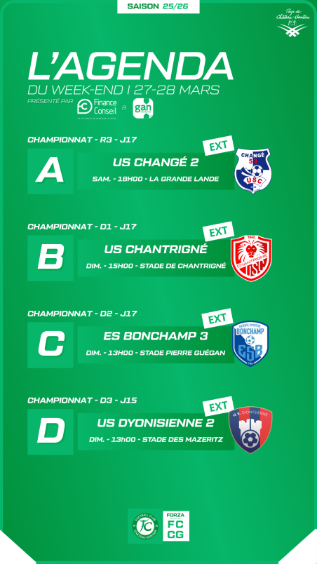 Programme du week-end I 27-28 mars
