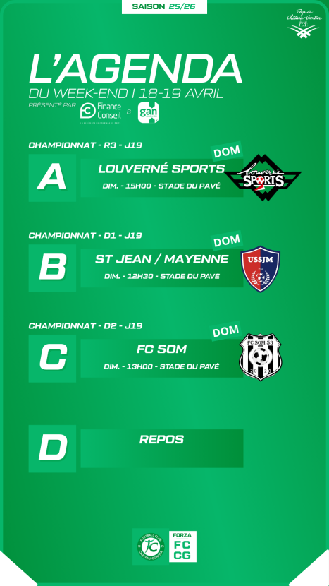 Programme du week-end I 18-19 avril